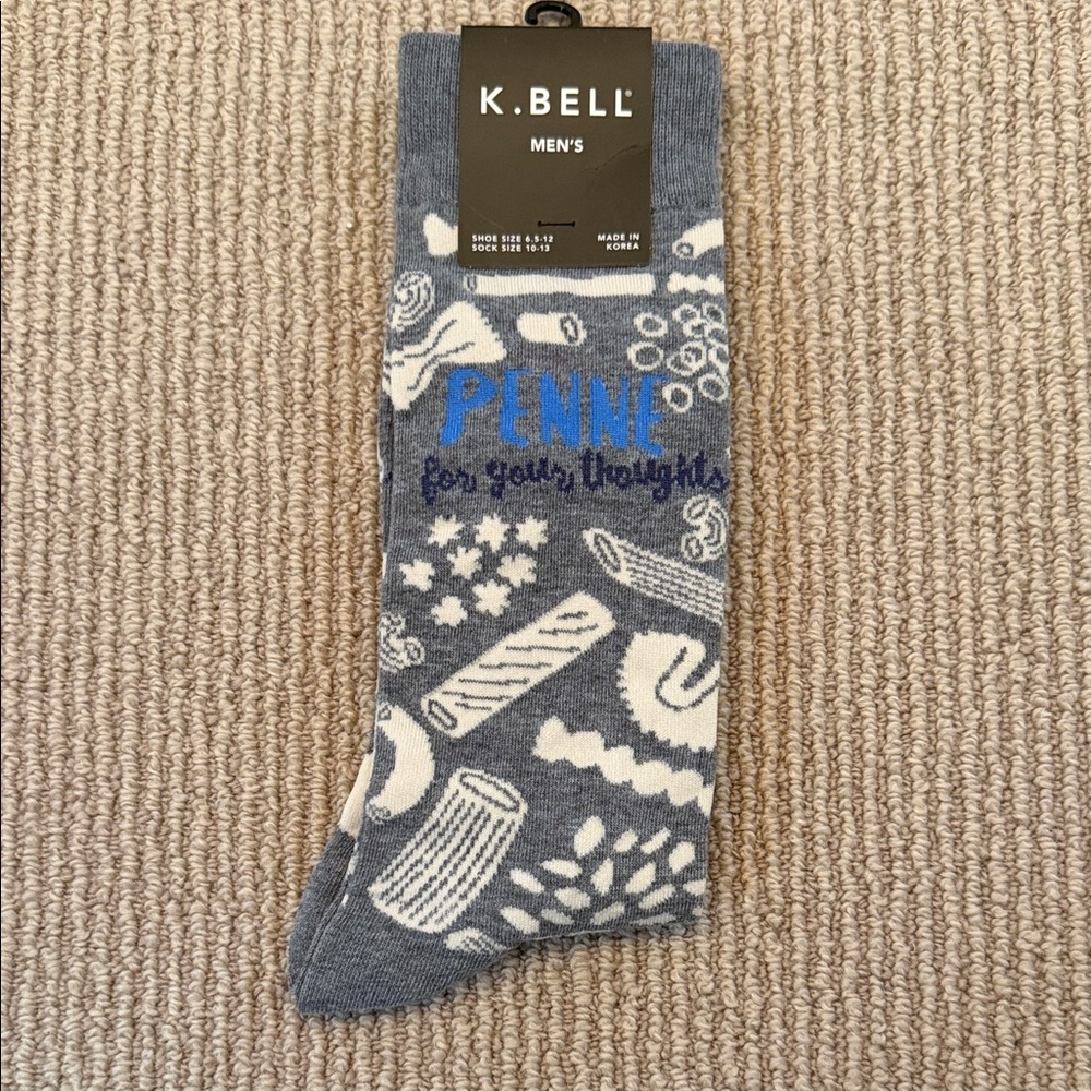 Men’s K.BELL Gray Novelty Crew Socks - Blue Accent